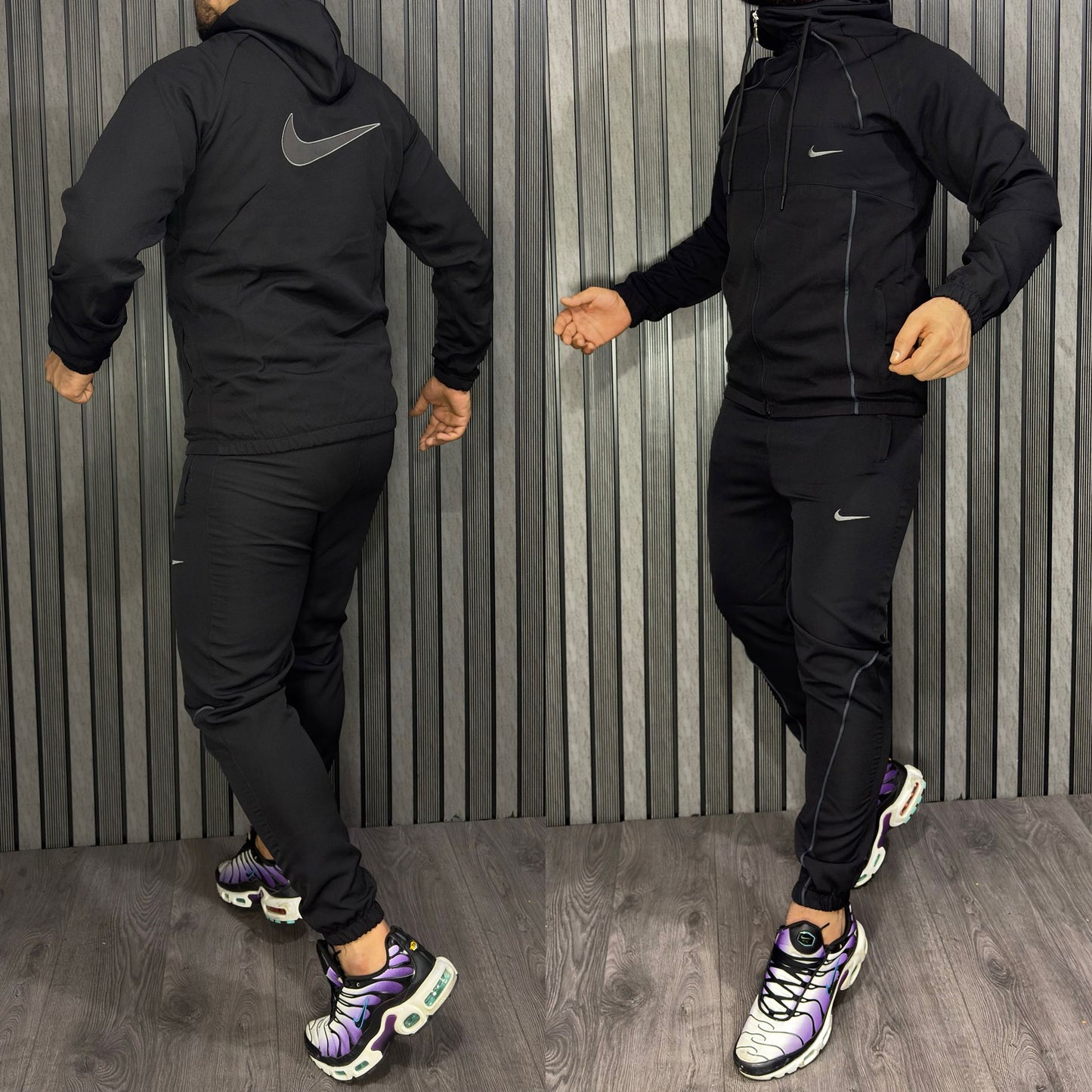 Chandal nike negro logo gris