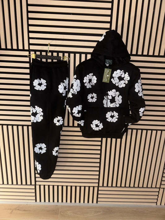 Chandal denim tears negro logos blancos