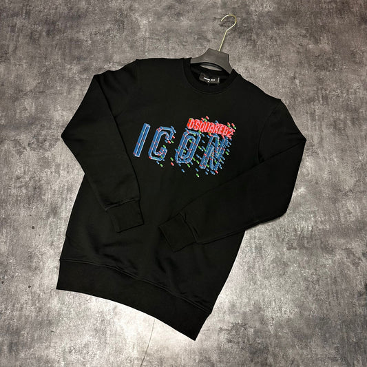 Sudadera ICON negra logo azul y rojo