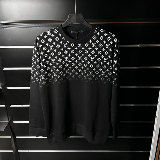 Sudadera LV blanca y negra logos pequeños