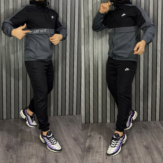 Chandal nike negro y gris logo blanco