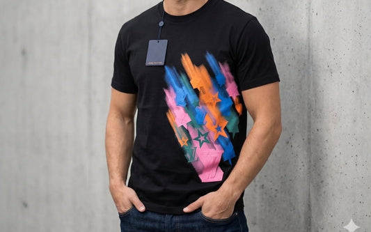 Camiseta LV negro logos estrellas