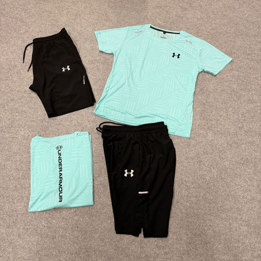 Conjunto under armour azul claro logo negro