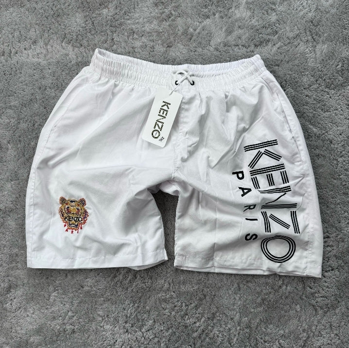 PANTALON CORTO BLANCO KENZO LOGO NEGRO