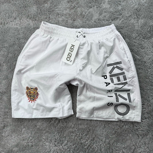 PANTALON CORTO BLANCO KENZO LOGO NEGRO