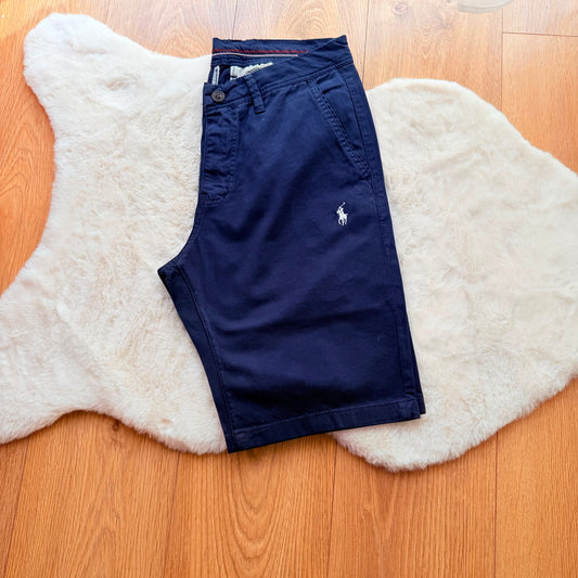 Pantalon corto Ralph Lauren azul marino logo blanco