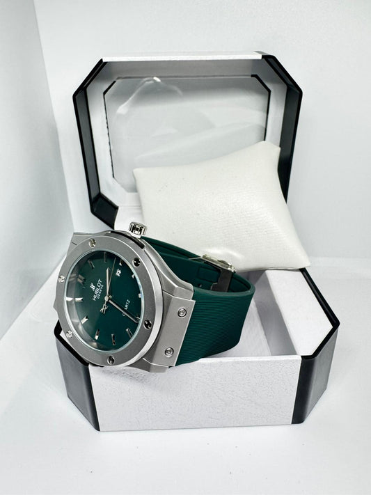 RELOJ HUBLOT VERDE Y GRIS
