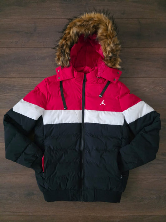 Abrigo jordan pelo negro rojo