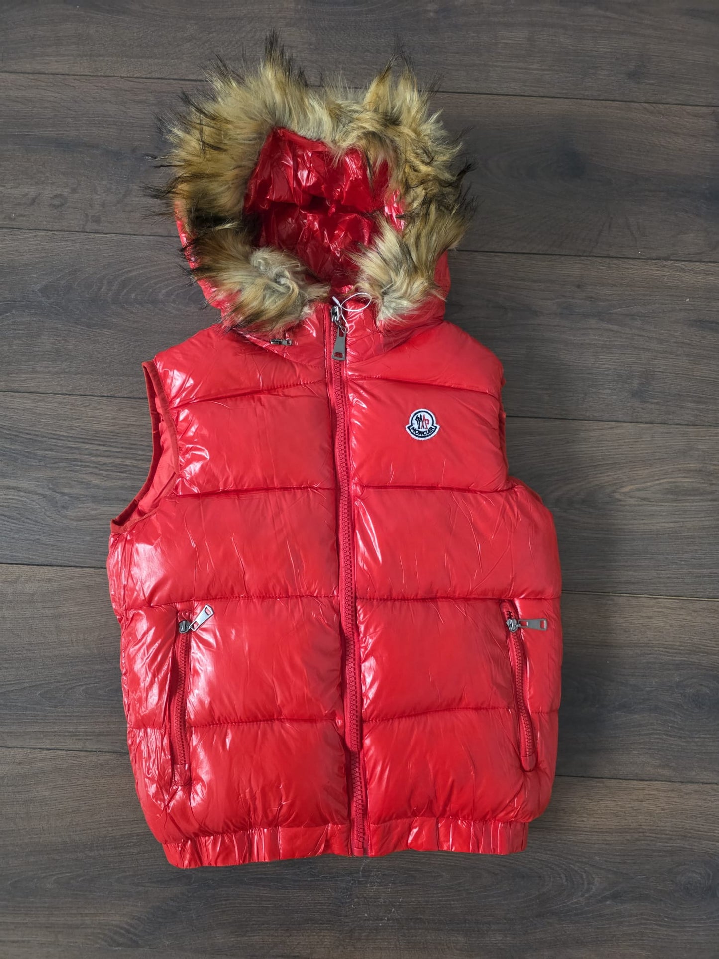 Chaleco moncler pelo rojo