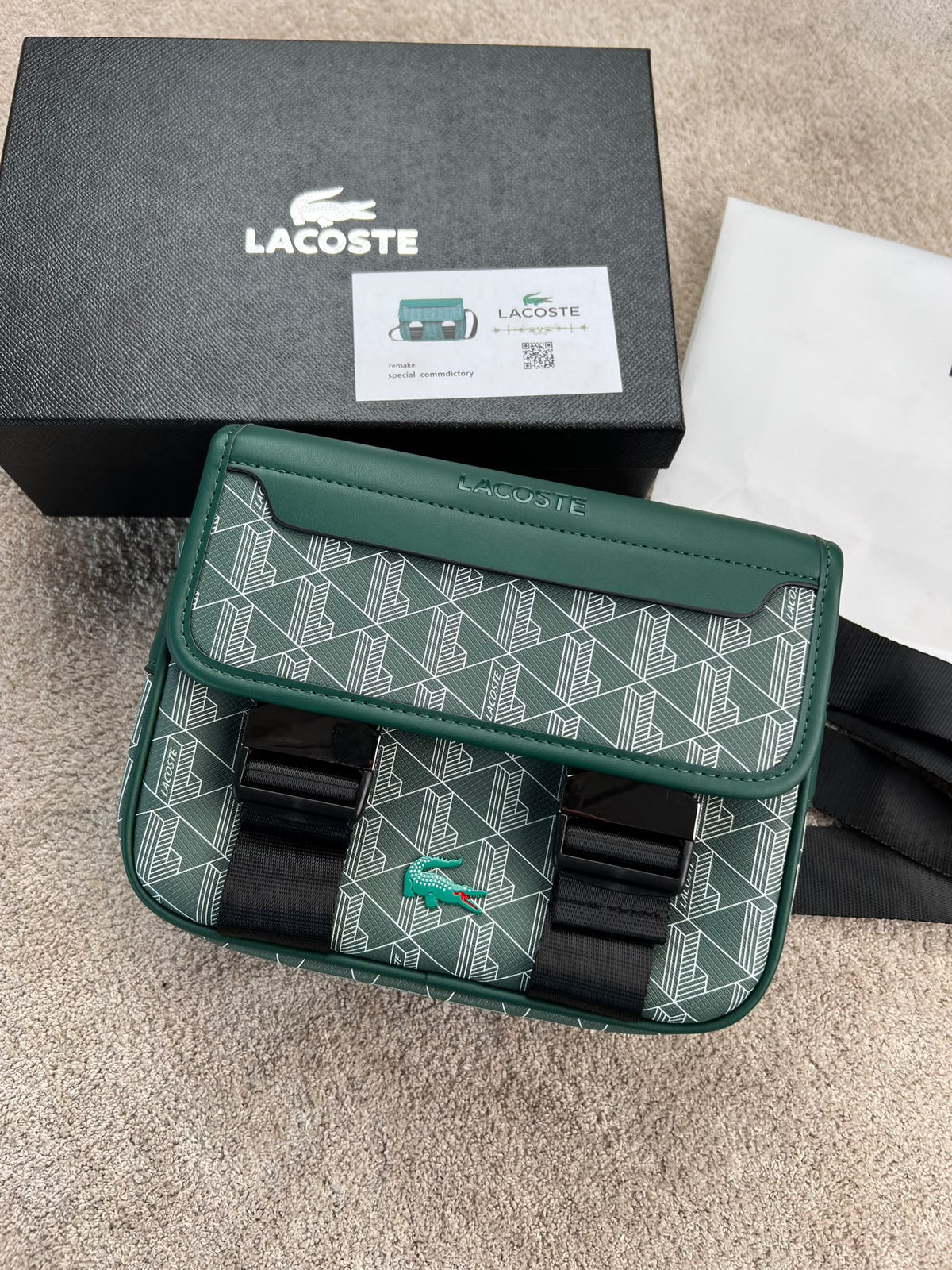 Bandolera Lacoste verdes logo verde