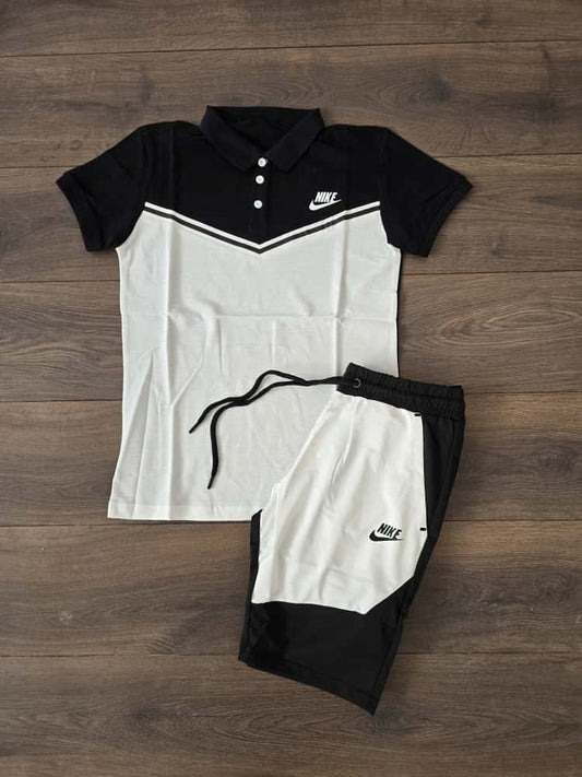 Conjunto nike verano nike tech polo blanco negro