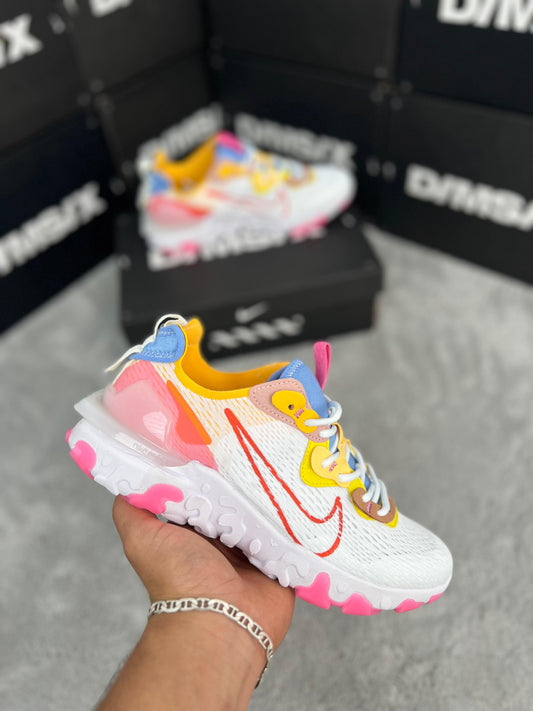 Nike react vision blancas detalles rosas