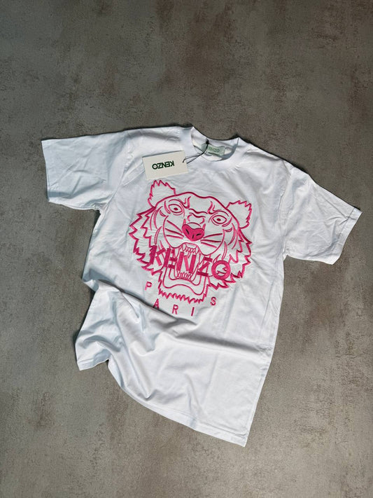 Camiseta Kenzo blanco logo rosa