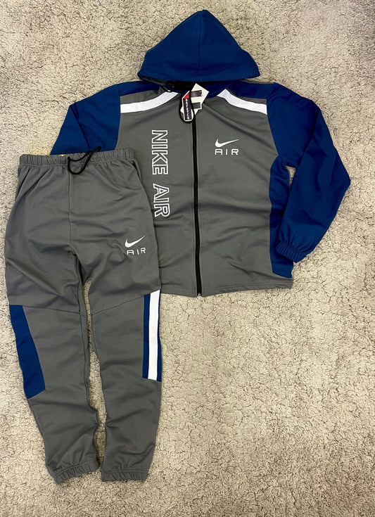 Chandal NIKE AIR gris y azul logo blanco