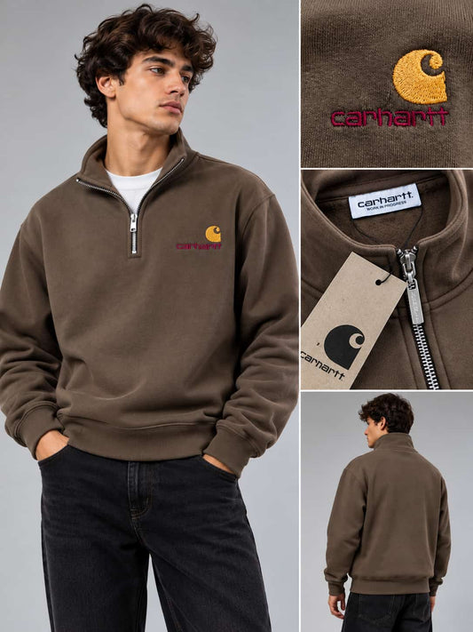 Sudadera Carhartt marron logo burdeos