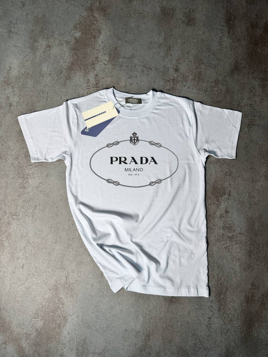 Camiseta Prada blanca logo negro