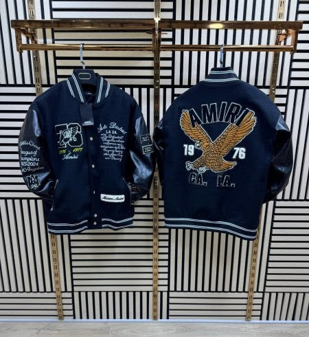 Chaqueta AMIRI negro logo negro y blanco detalles amarillos