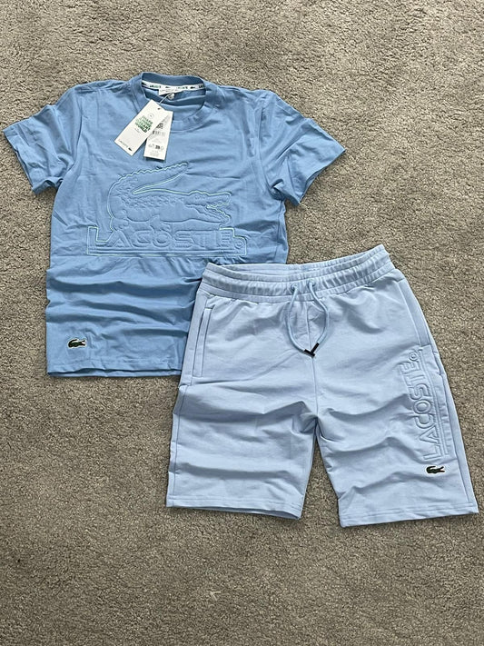 Conjunto corto lacoste azul logo en pecho