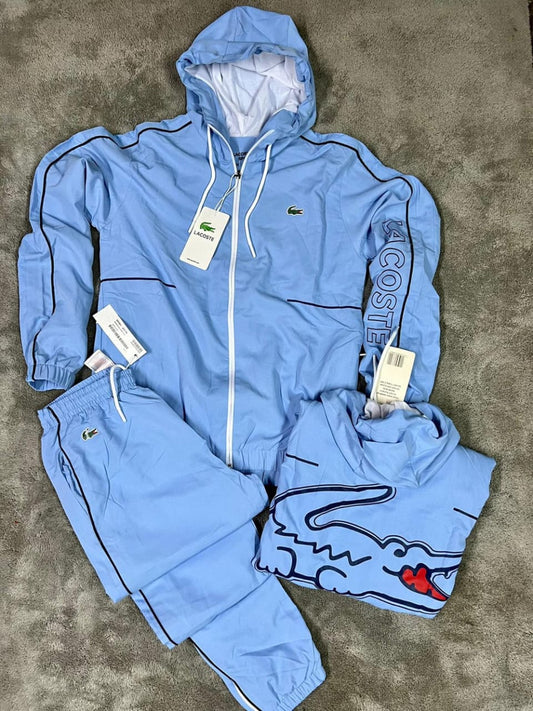Chandal lacoste azul logo verde logo grande en espalda