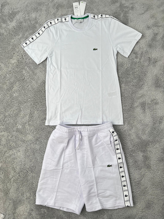 Conjunto corto lacoste blanco logo verde