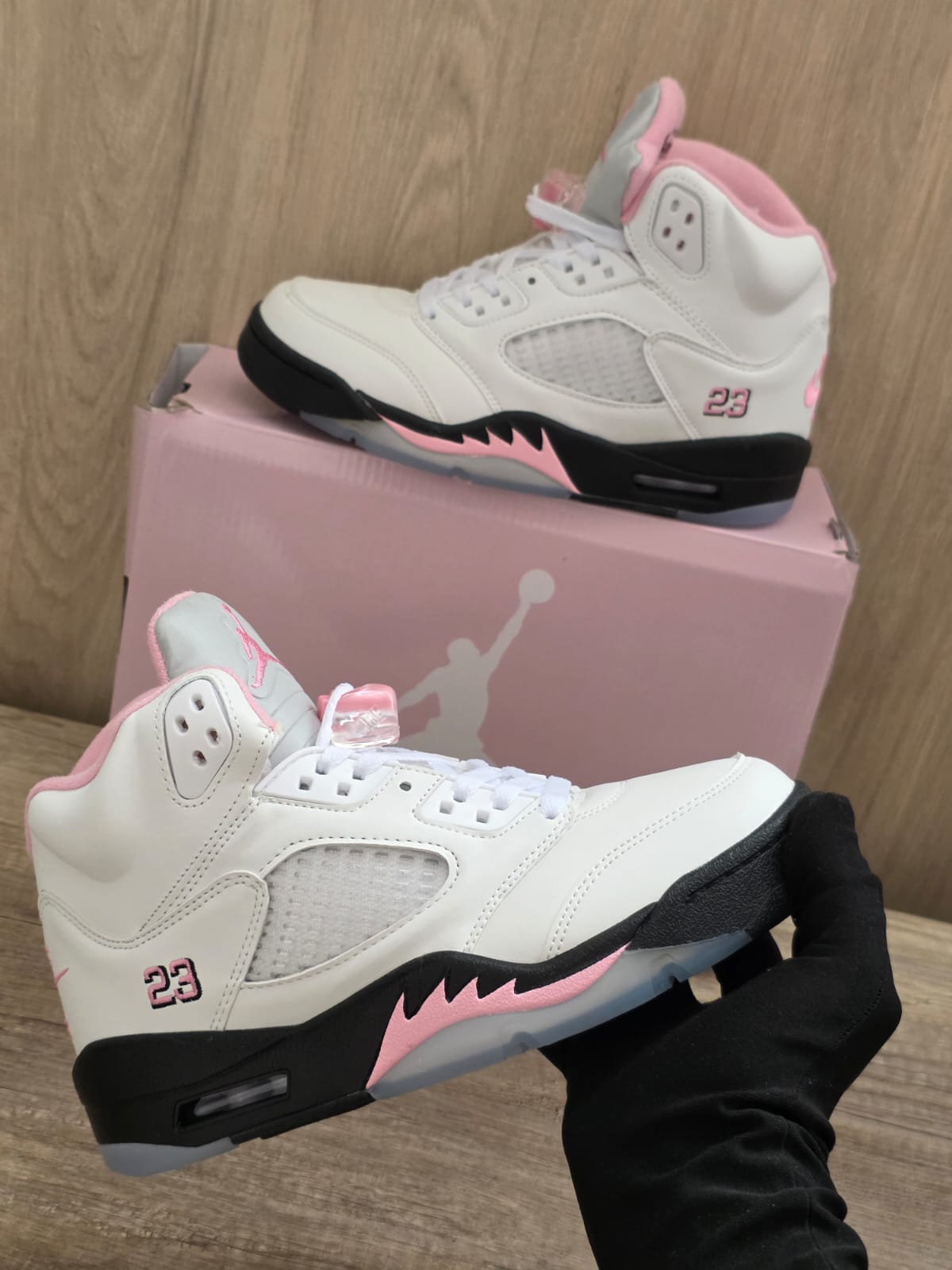 Jordan 5 blanca rosa