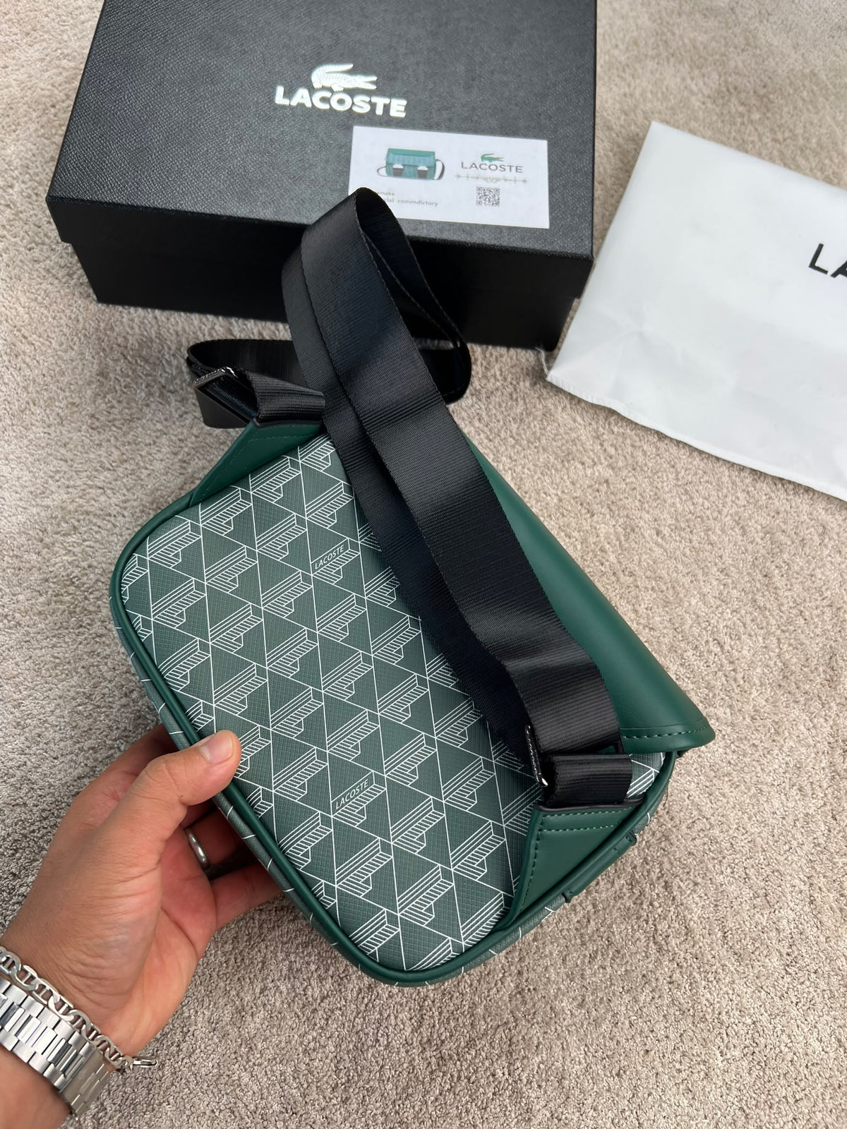 Bandolera Lacoste verdes logo verde