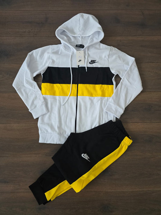 Chandals nike blanco franja en medio negra amarilla