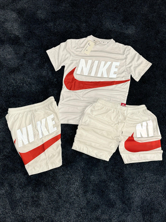 Conjunto nike logo gris y rojo reflectante