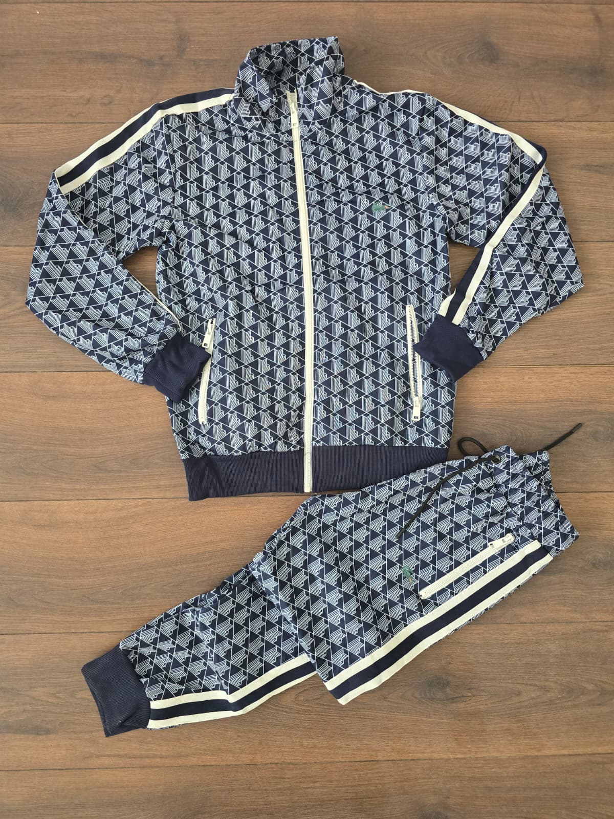Chandals lacoste cremallera azul