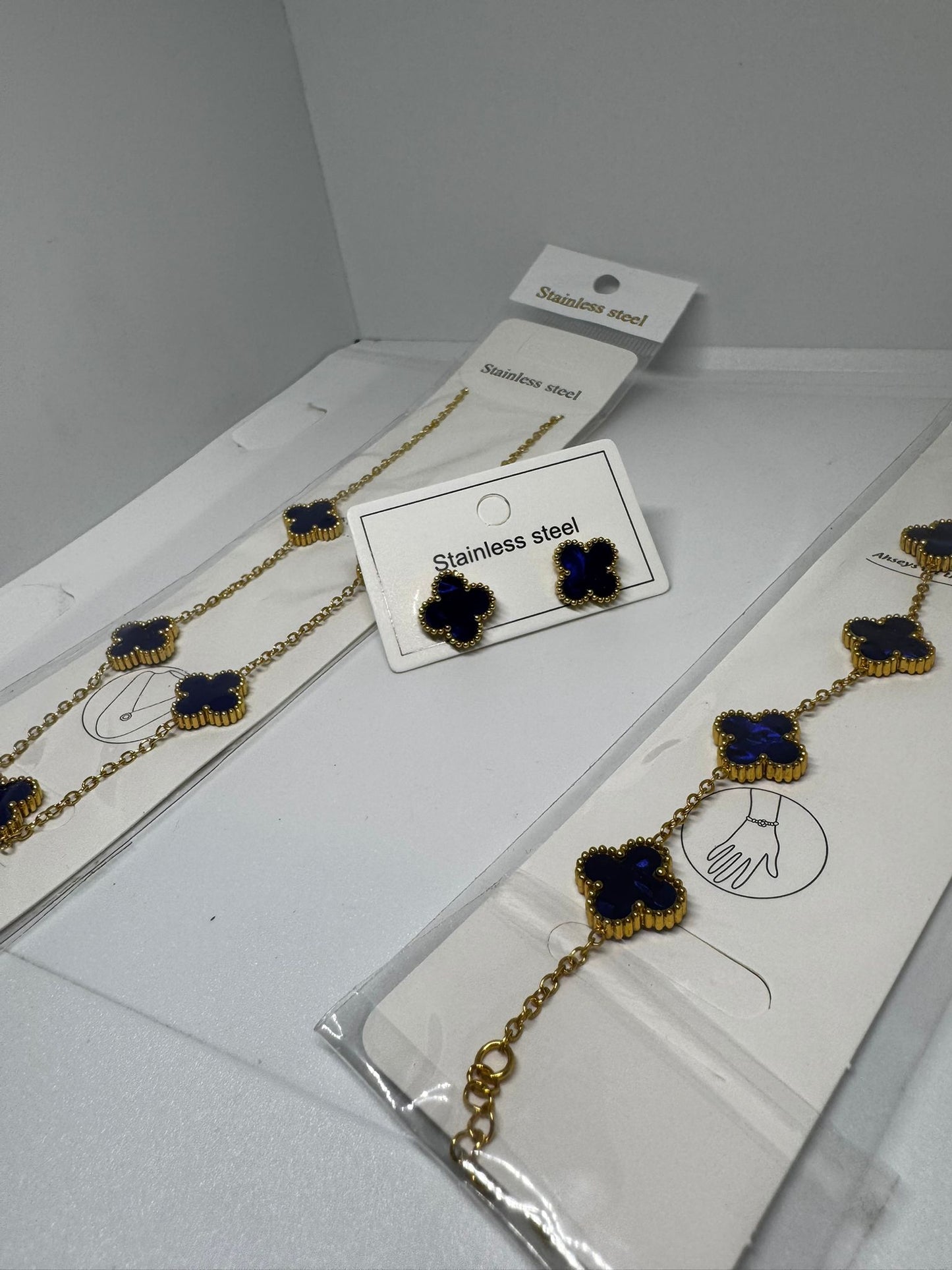 Pack de 3 Collares azul y dorado