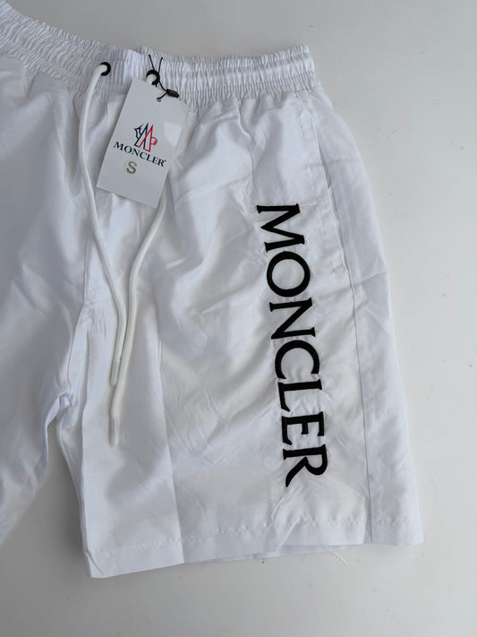 Pantalon Corto Moncler blanco logo negro