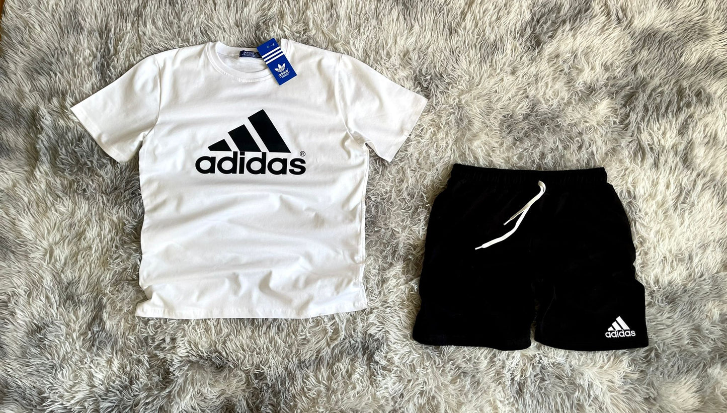 Conjunto verano Adidas blanco logo negro