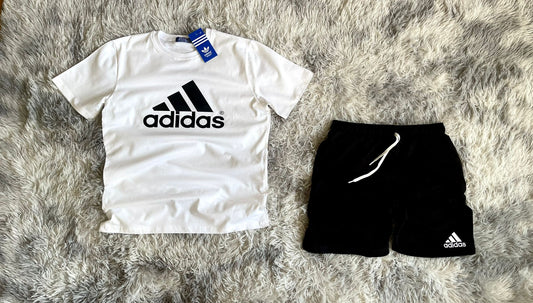 Conjunto verano Adidas blanco logo negro