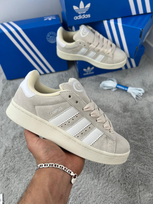 Adidas campus beige logo blanco