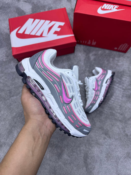 Nike Air max TL blancas y grises logo rosa contorno gris