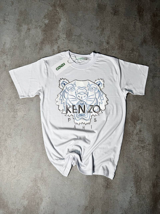 Camiseta Kenzo blanco logo blanco y gris