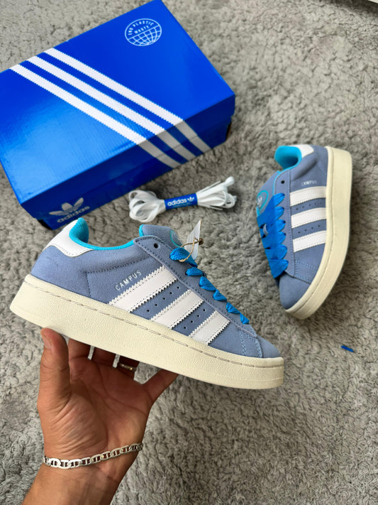 Adidas campus azul logo blanco