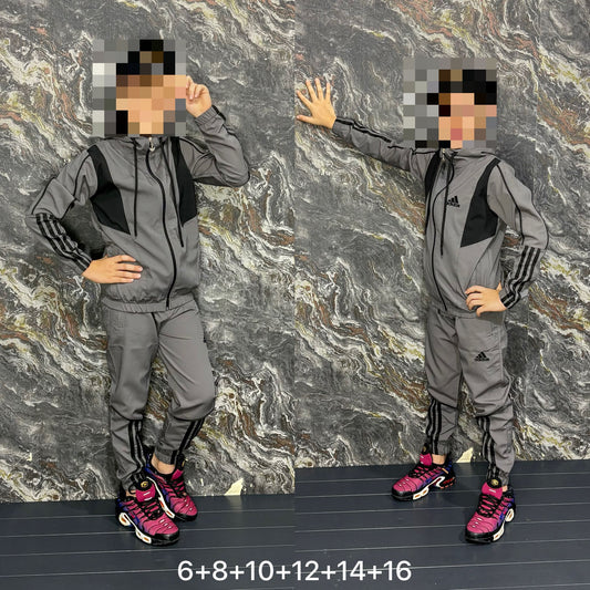 Chandal adidas gris logo negro niños