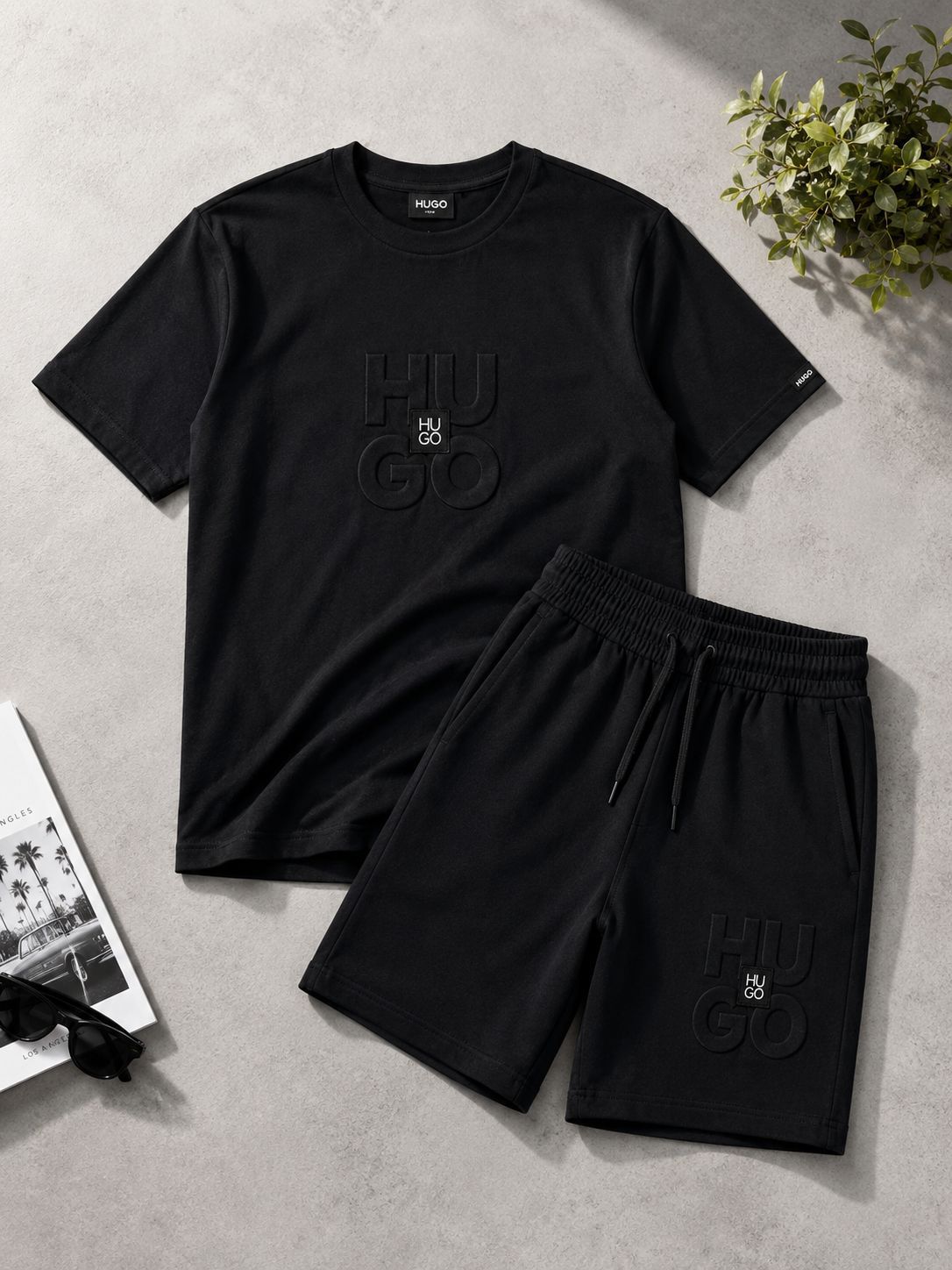 CONJUNTO HUGO BOSS negro detalles blancos