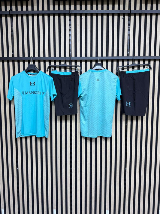 Conjunto under armour x Mansory azul logo negro