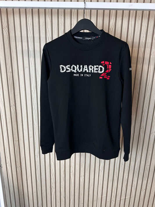 Sudadera DSQUARED2 negra logo negro detalles rojos