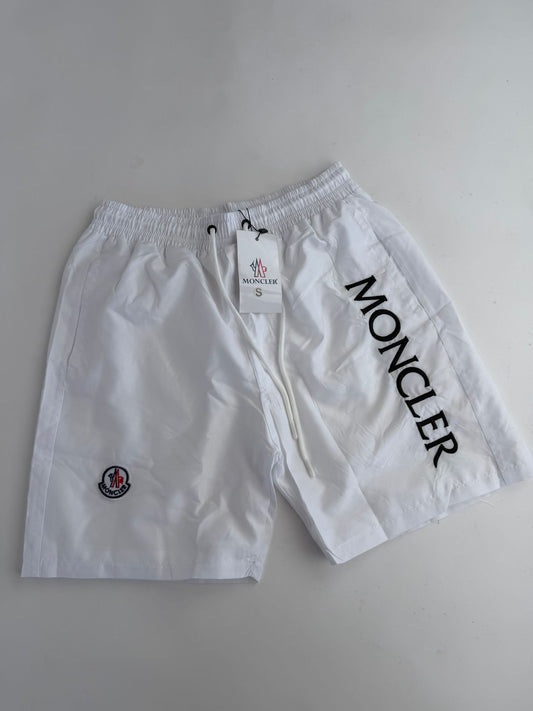 Pantalon Corto Moncler blanco logo negro