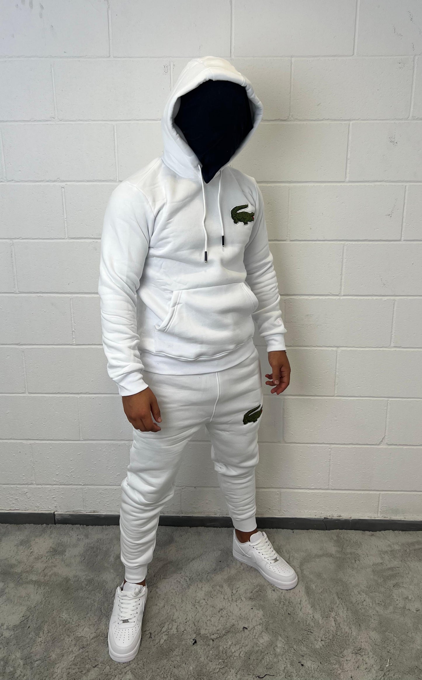 Chandal Lacoste blanco logo verde grande