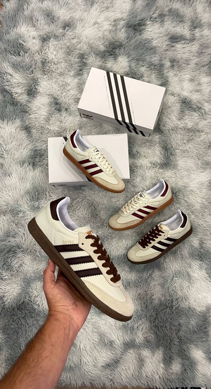 ADIDAS SAMBA BEIGE LOGO MARRON