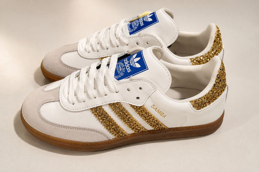 ADIDAS SAMBA BLANCA GLITTER DORADO