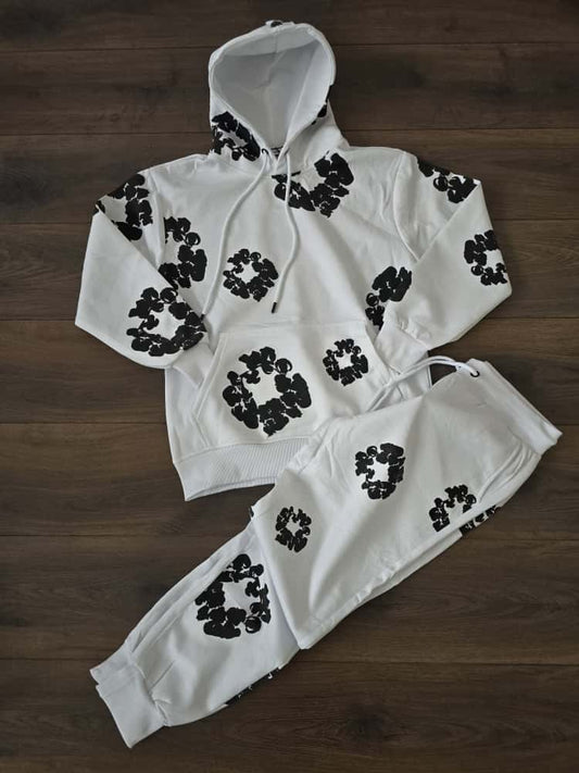 Chandal denim blanco logos negros