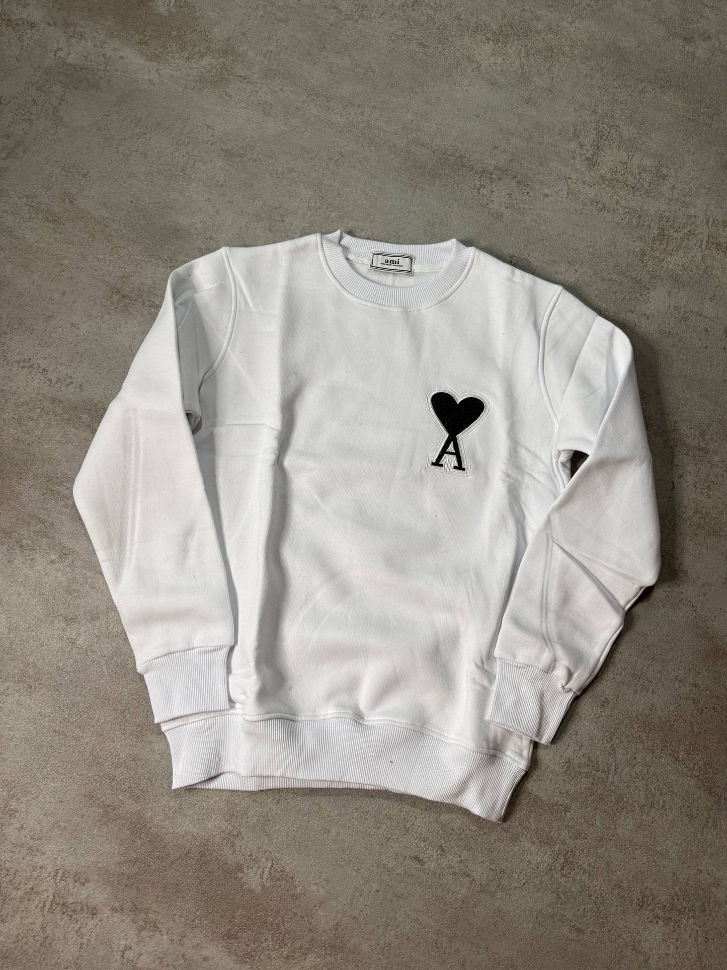Sudadera AMI PARIS blanca logo negro