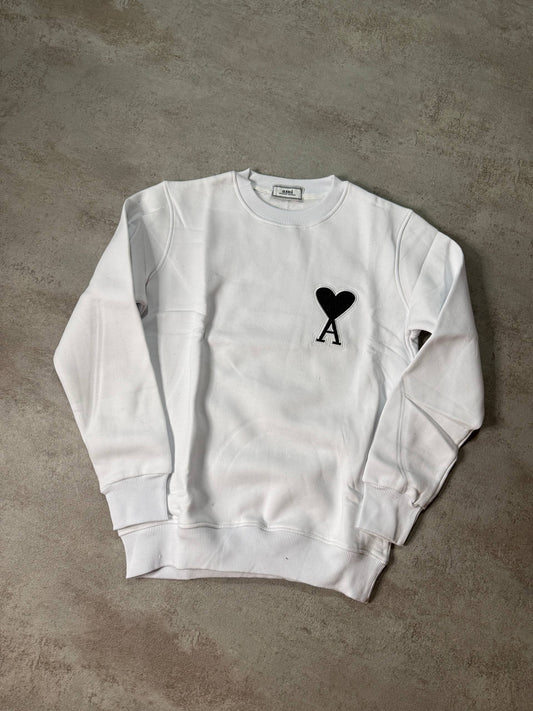Sudadera AMI PARIS blanca logo negro