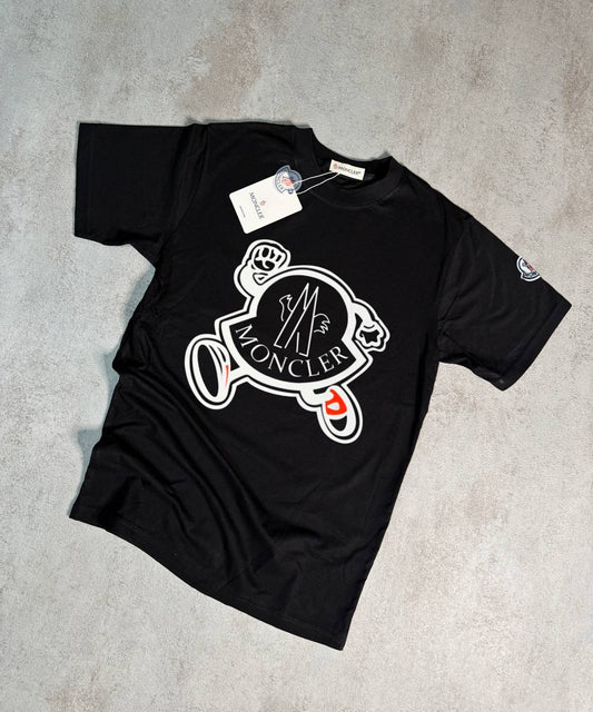 Camiseta Moncler negro logo blanco grande muñeco