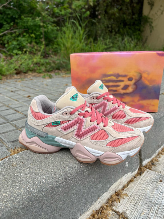 NEW BALANCE 9060 beige y rosas detalles azules